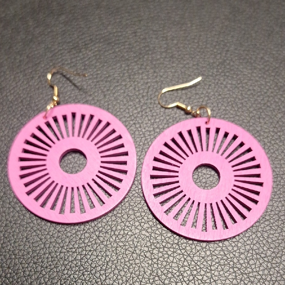 Pink Circular Earrings